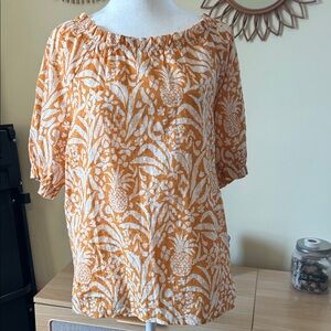 Market & Spruce Orange and White Blouse